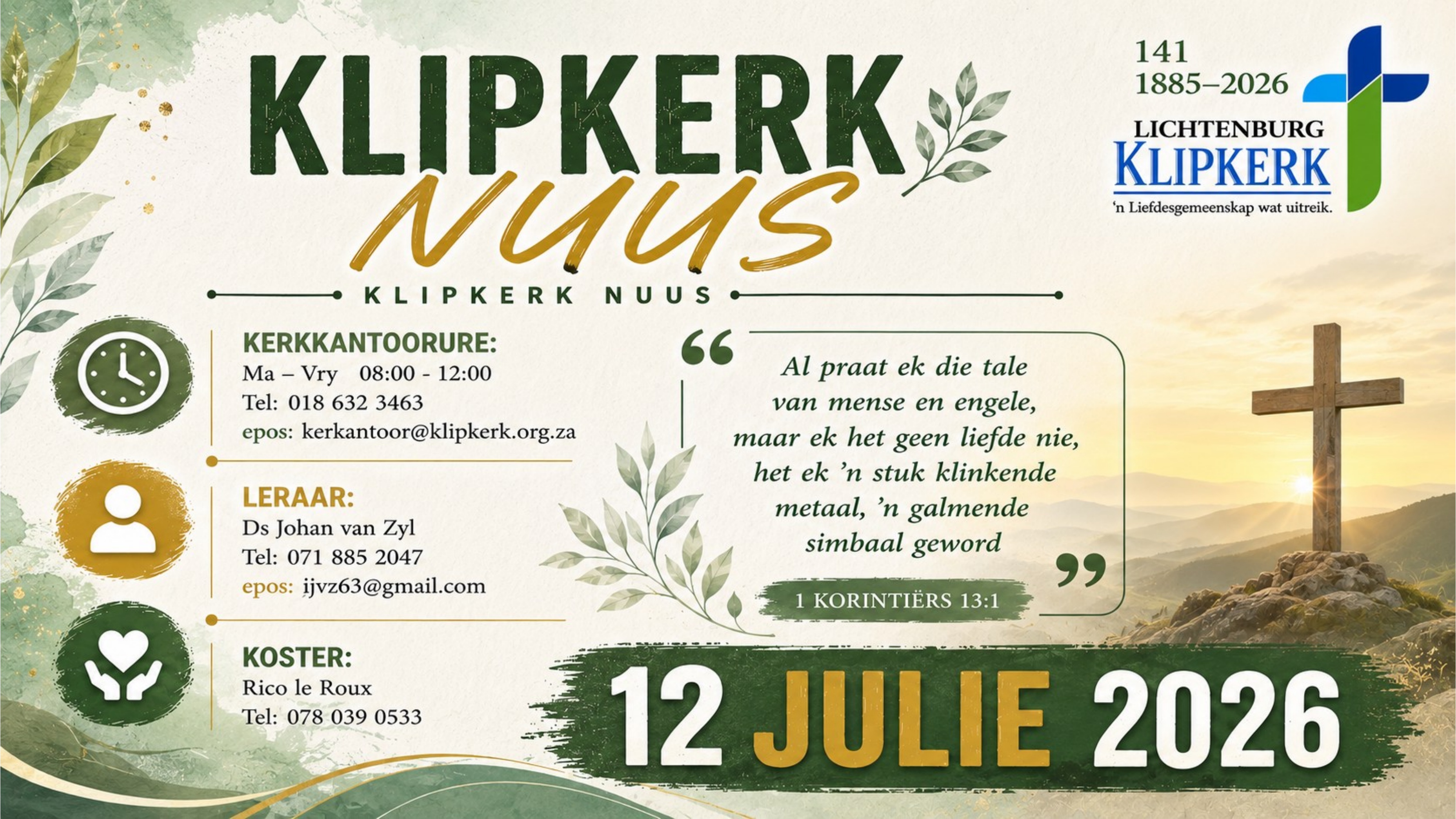 Weeknuus Lichtenburg N G Klipkerk, afkondigings